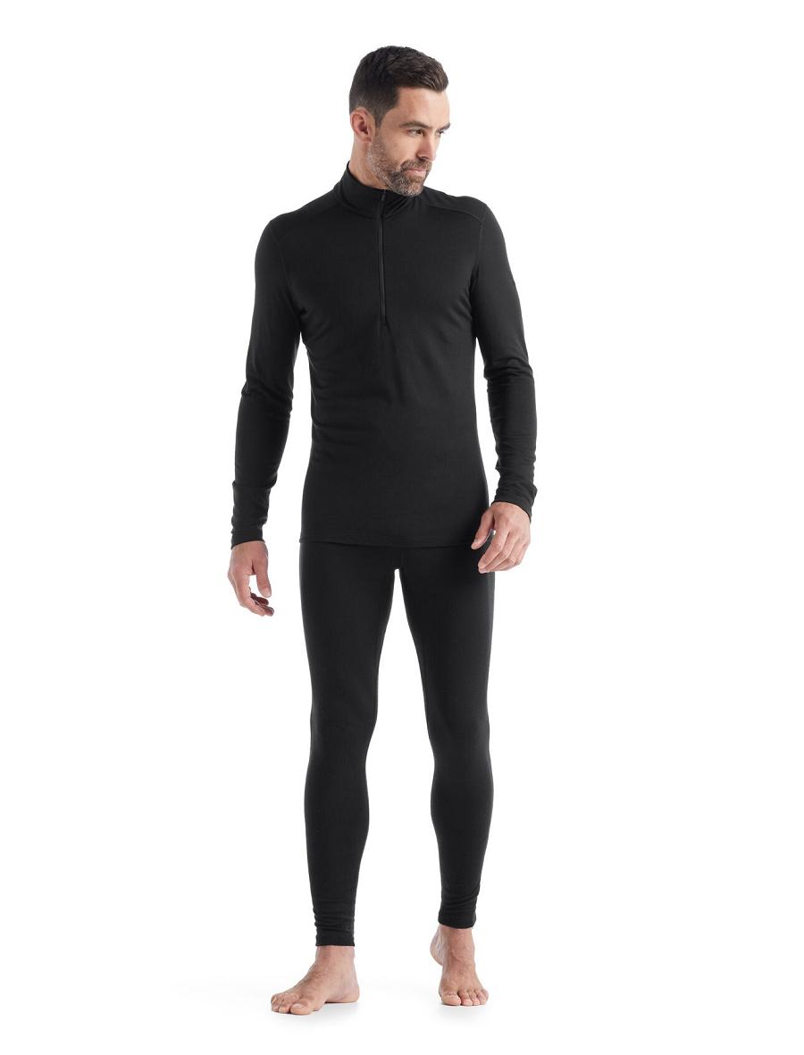 Base Layers Icebreaker Merino 200 Oasis Long Sleeve Half Zip Thermal Top Męskie Czarne | PL 1586HAPK